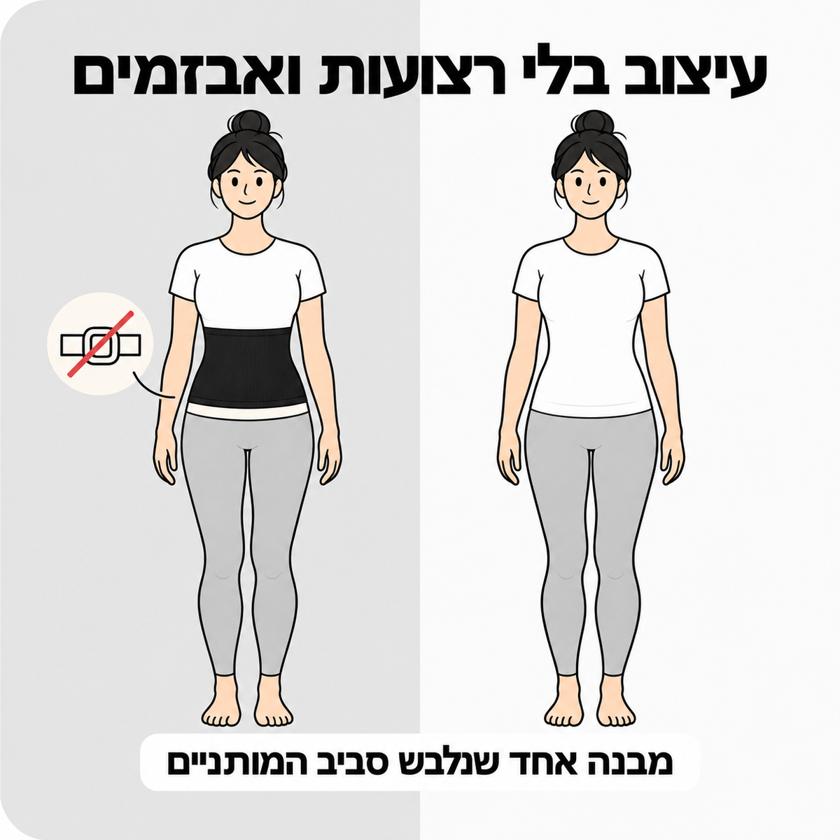 המחשת חגורת הבד סביב המותניים ללא אבזם