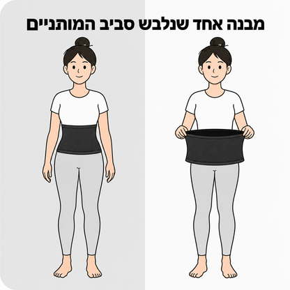 חגורת הבד מוחזקת לפני הלבישה ומוצגת סביב המותניים