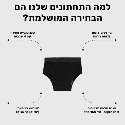 תחתוני סליפ לגברים | ספיגה אולטרה לדליפות שתן