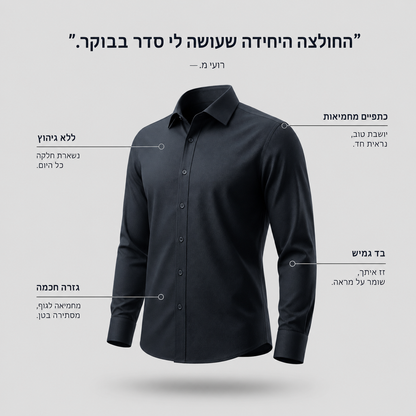 חולצה מכופתרת ללא גיהוץ | דגם קומפורט