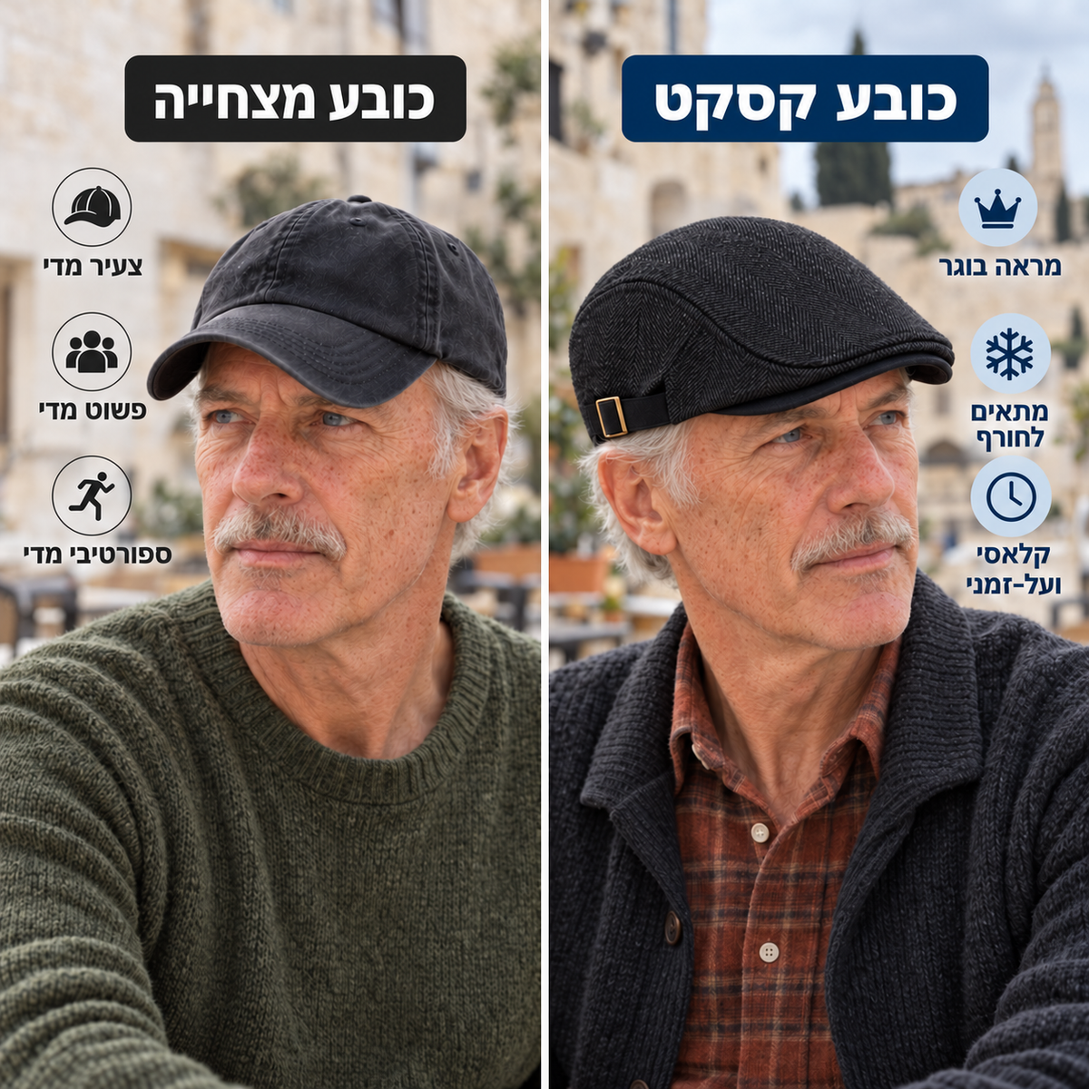 השוואת כובע מצחייה וקסקט המתאים לחורף