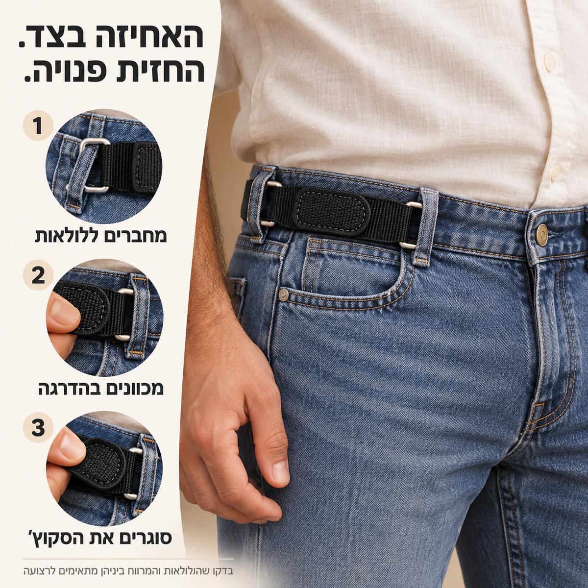 חיבור רצועת הצד ללולאות וכיוון הסקוץ׳